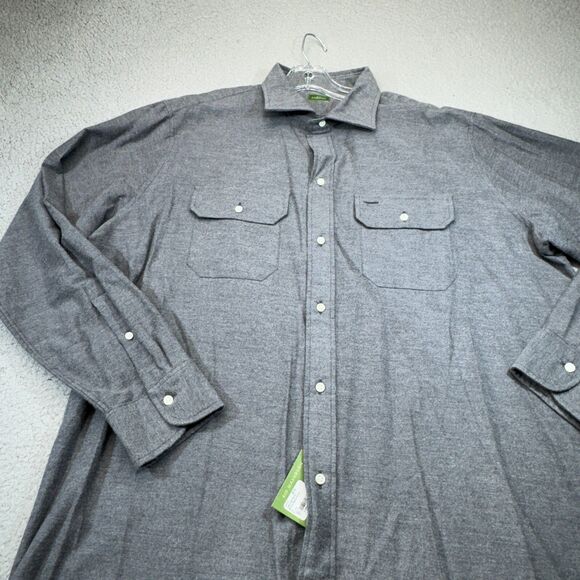 Sid Mashburn Shirt Men Extra Large Gray Brushed Flannel Utility Flap Pocket Work - Picture 1 of 14